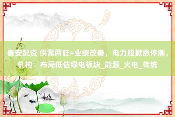 秦安配资 供需两旺+业绩改善，电力股掀涨停潮，机构：布局低估绿电板块_能源_火电_传统