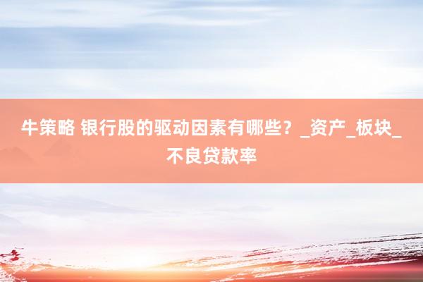牛策略 银行股的驱动因素有哪些？_资产_板块_不良贷款率