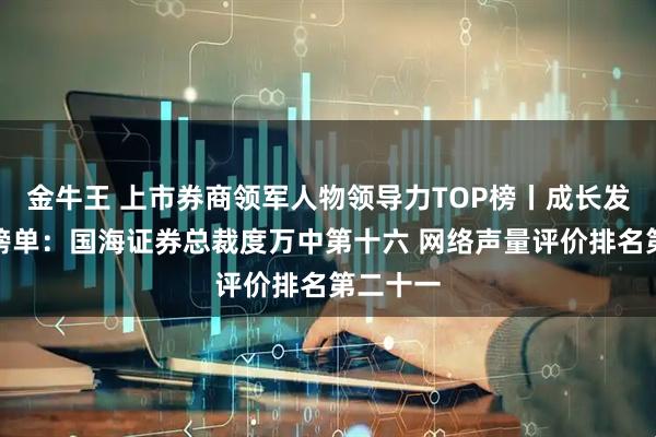 金牛王 上市券商领军人物领导力TOP榜丨成长发展券商榜单：国海证券总裁度万中第十六 网络声量评价排名第二十一